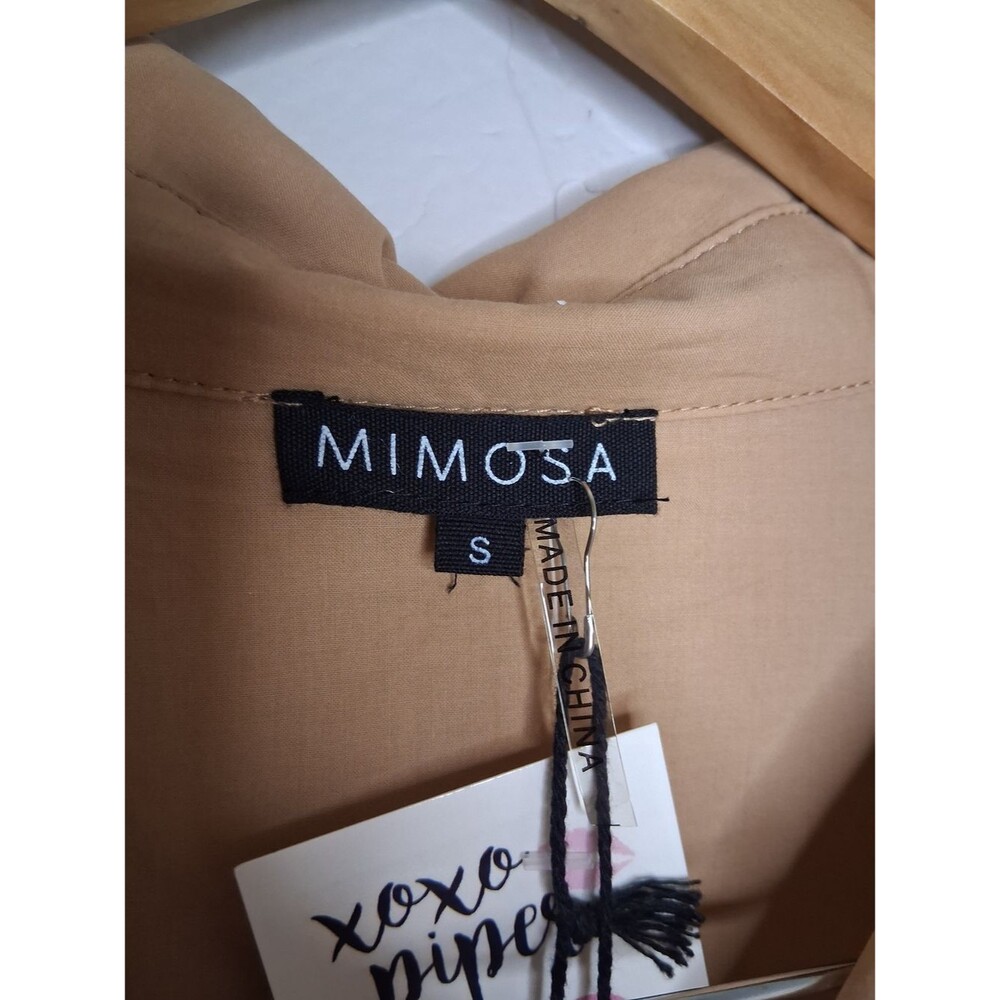 Mimosa Beige Oversized Button Down Shirt Sz S 100% Cotton Minimalist Casual Chic - Picture 3 of 10